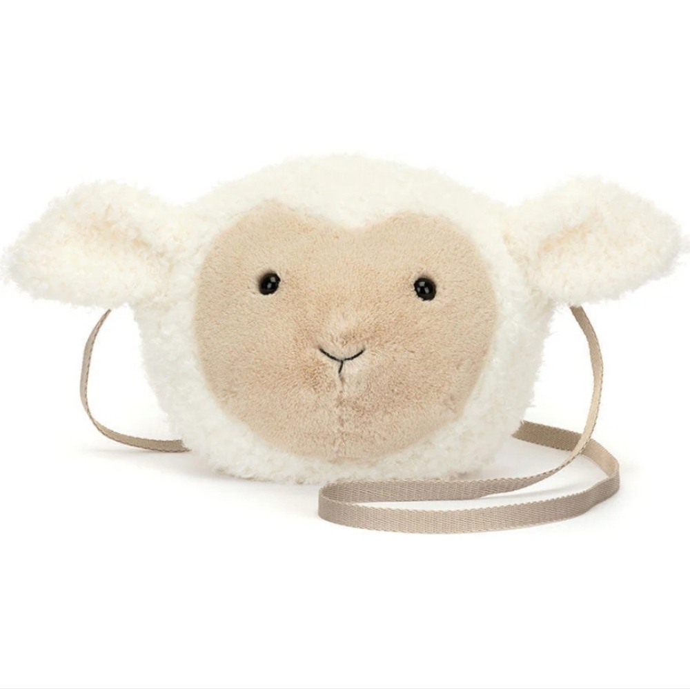 Jellycat Little Lamb Bag 7.5x7.5x2" 46" Strap Soft & Plush NWT